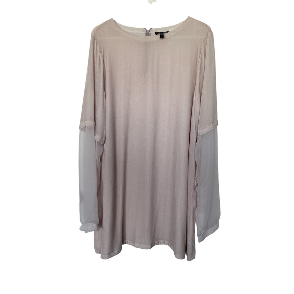 Eileen Fisher Opal Seamless Sleek Tencel Knit Jewel Neck Top Soft pink Large